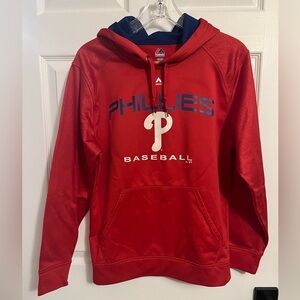 Majestic Men’s Small Red Philadelphia Phillies Baseball Hoodie
